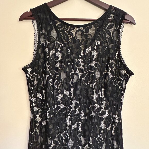 NWT MSLG Women Elegant Round Neck V-back Floral Lace Cocktail Party Dress Size L - Picture 3 of 16